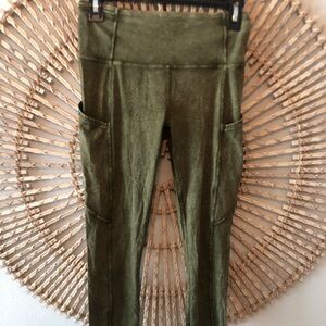 Lululemon khaki green distressed leggings